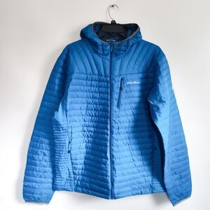 Eddie Bauer Jacket Mens XLT Stormdown 800 First Ascent Blue Full Zip Mock Puffer
